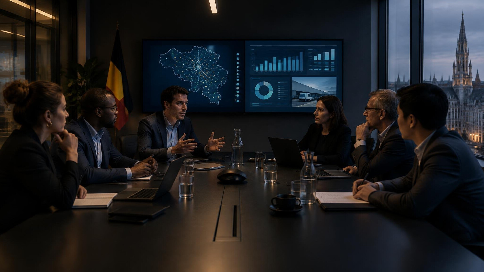 Conference room with professionals during a business discussion